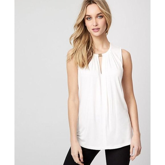 Tops | Nwt Le Chateau Viscose Blend Split Neck Sleeveless Top | Poshmark